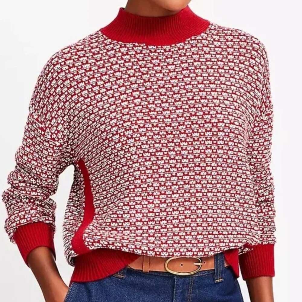 LOFT Tipped Textured Mock Neck Sweater
